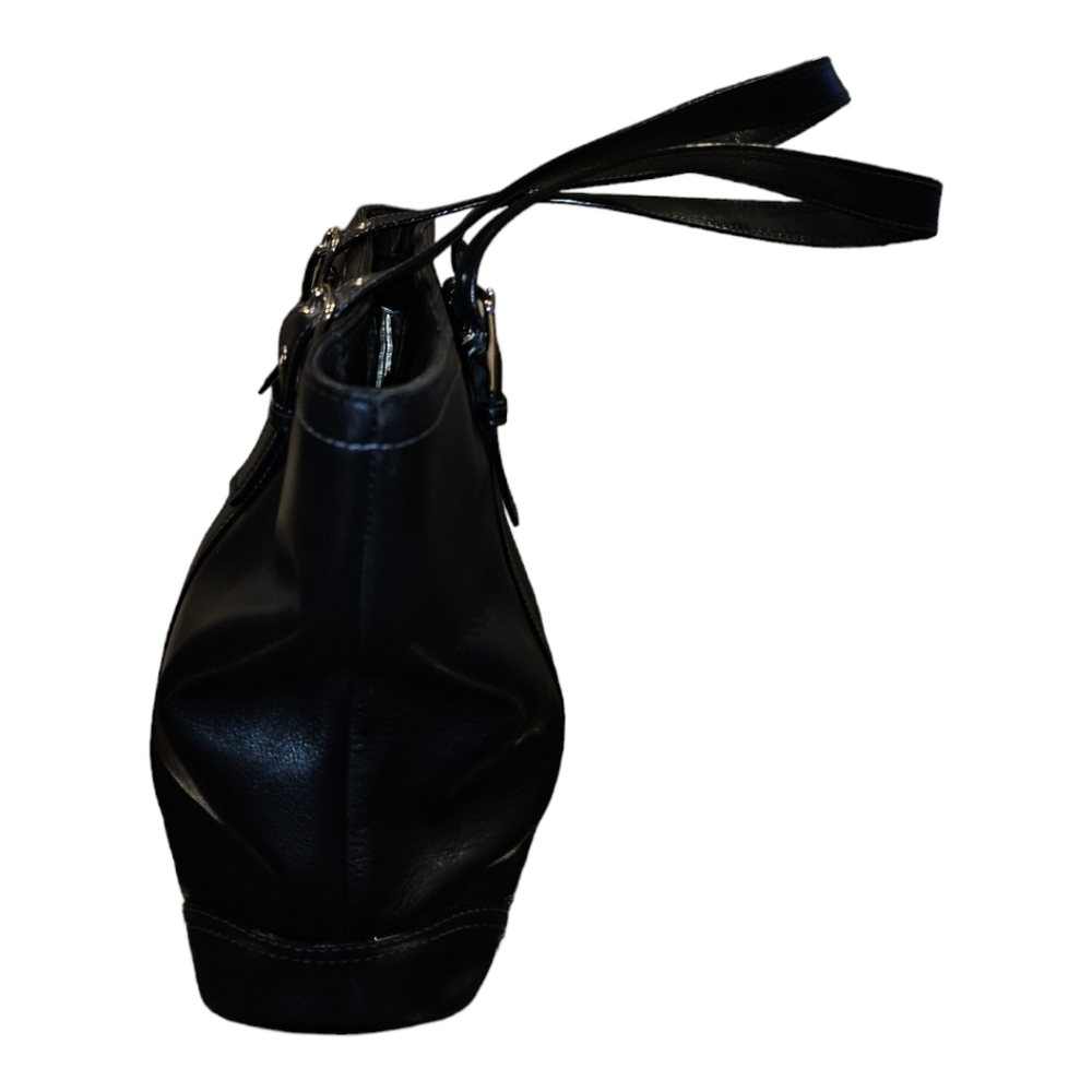 Coach Hampton F10194 Vintage Black Smooth Leather Tote Shoulder Bag - Picture 4 of 7